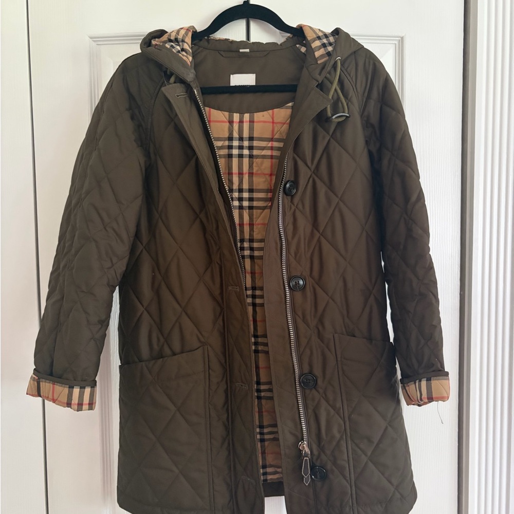 Burberry Olive Coat with Classic Tartan Lining